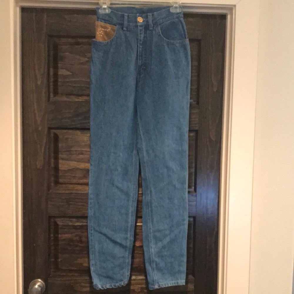 Vintage cache Isabella Leather accent mom jeans